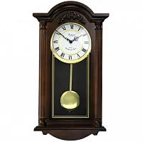 Bedford Clock Collection Noah 22 Inch Chestnut Wood Chiming Pendulum Wall Clock
