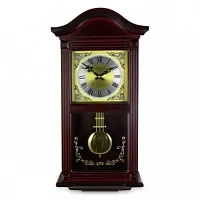 Bedford Clock Collection 22 Inch Wall Clock in Mahogany Cherry Oak Wood with Bra