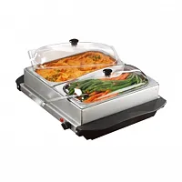 Brentwood 3 Quart 2 Pan Buffet Server and Warming Tray in Brushed Stainless Stee