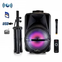 beFree Sound 12 Inch PA Bluetooth Rechargeable Portable Party Speaker with React
