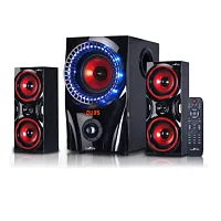 beFree Sound 2.1 Channel Bluetooth Surround Sound Speaker System in Red