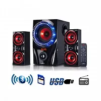 beFree Sound 2.1 Channel Surround Sound Bluetooth Speaker System in Red - Refurb