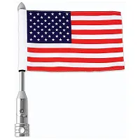 Diamond Plate Motorcycle Flagpole Mount and USA Flag-BKFLGPL18