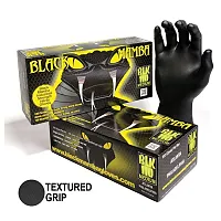 Black Mamba Black Powder Free Textured Nitrile Gloves (Medium) 100 Per Box