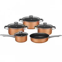 Brentwood 9 Piece Aluminum Non Stick Cookware Set in Copper