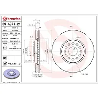 BREMBO 09A97121 Discbrakerotor Venteddisc