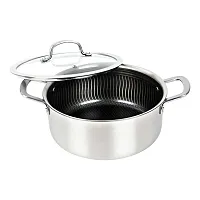 Brentwood B-Duh24L 3-Ply Hybrid Non-Stick Stainless Steel Dutch Oven With Temper