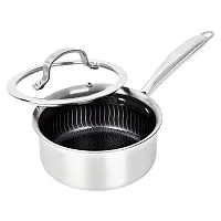 Brentwood B-Sph16L 3-Ply Hybrid Non-Stick Stainless Steel Saucepan With Tempered