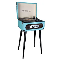Proscan Prc894-Blue Bluetooth Belt-Drive Suitcase-Style Retro Turntable With Fm