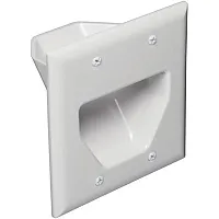 Datacomm Electronics 45-0002-Wh 2-Gang Recessed Cable Plate (Whi