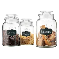 Eurohome Ew65079 Glass Canister With Chalkboard Label 3-Piece Set