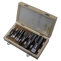 Drill America Carbon Steel Npt Pipe Tap Set In Wood Case 1&quot; - 1-1/2&quot; (6 Piece Se
