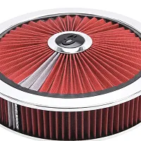 EDELBROCK 43660 A/C 14&#039; Round Chrome /Red