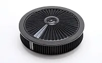 EDELBROCK 43662 A/C 14&#039; Round Chrome/Blck