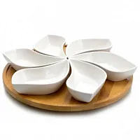Elama Signature Modern 13.5 Inch 7pc Lazy Susan Appetizer and Condiment Server S