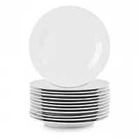 Elama Porcelain 12 Piece Large Round Dinner Plate Set in White