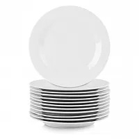 Elama Professional Kitchen 12 Piece Round Porcelain Salad Plate Set in White