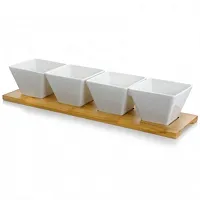 Elama Signature Modern 5pc Appetizer and Condiment Server with 4 Serving Dishes