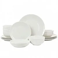 Elama Camellia 16 Piece Porcelain Double Bowl Dinnerware Set