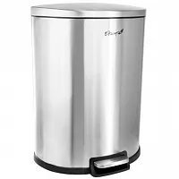 Elama 50 Liter 13 Gallon Half Circle Stainless Steel Step Trash Bin with Slow Cl