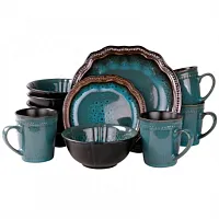 Elama&rsquo;s Mystic Waves 16 Piece Dinnerware Set