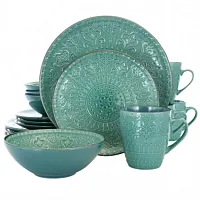 Elama Sea Foam Mozaic 16 Piece Luxurious Stoneware Dinnerware with Complete Sett