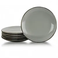 Elama Tahitian Sand 6-Piece Salad Plate Set, Light Grey