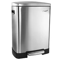 Elama 2 Compartment Large 10.6 Gallon Split Stainless Steel Step Trash Bin with