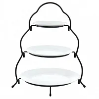 Elama 3 Tier Round Plate Porcelain Serveware Set