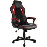 Elama High Back Adjustable Faux Leather Office Chair with Mesh and Fabric in Bla