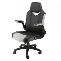 Elama High Back Adjustable Faux Leather Office Chair in Black and Gray