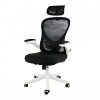 Elama High Back Adjustable Mesh and Fabric Office Chair in White and Black with