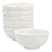 Elama Gretel 6 Piece Round Stoneware Cereal Bowl Set in White