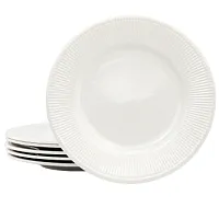 Elama Gretel 6 Piece Round Stoneware Dinner Plate Set in White