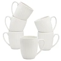 Elama Gretel 6 Piece Round Stoneware 12 Ounce Mug Set in White