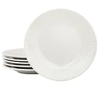 Elama Gretel 6 Piece Round Stoneware Salad Plate Set in White