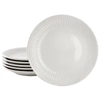 Elama Hansel 6 Piece Embossed Arch Stoneware Salad Plate Set in White