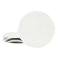 Elama Henryi 6 Piece 8.75 Inch Porcelain Salad Plate Set in White