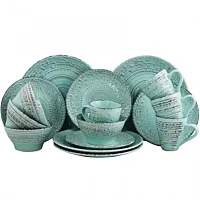 Elama Malibu Waves 16-Piece Dinnerware Set in Turquoise