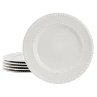 Elama Olevia 6 Piece Embossed Dot Stoneware Salad Plate Set in White
