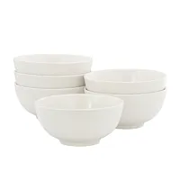Elama Ophelia 6 Piece Stoneware Cereal Bowl Set in White