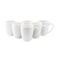Elama Ophelia 6 Piece Stoneware 12 Ounce Mug Set in White
