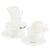 Elama Sol 12 Piece 3 Ounce Porcelain Espresso Cup with Saucer Set in White