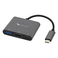 Helix Ethhub3 3-In-1 Usb-C Adapter Hub With Usb-C, Usb-A, And Hdmi Ports