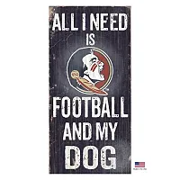Fan Creations Florida State Seminoles Distressed Football And My Dog Sign