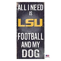Fan Creations LSU Tigers Distressed Football And My Dog Sign