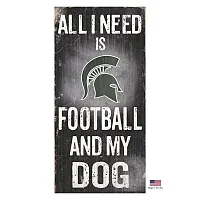 Fan Creations Michigan State Spartans Distressed Football And My Dog Sign