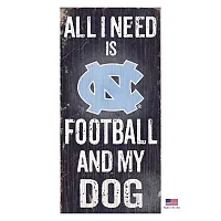 Fan Creations North Carolina Tarheels Distressed Football And My Dog Sign