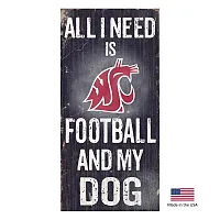 Fan Creations Washington State Cougars Distressed Football And My Dog Sign