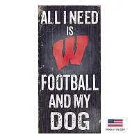 Fan Creations Wisconsin Badgers Distressed Football And My Dog Sign